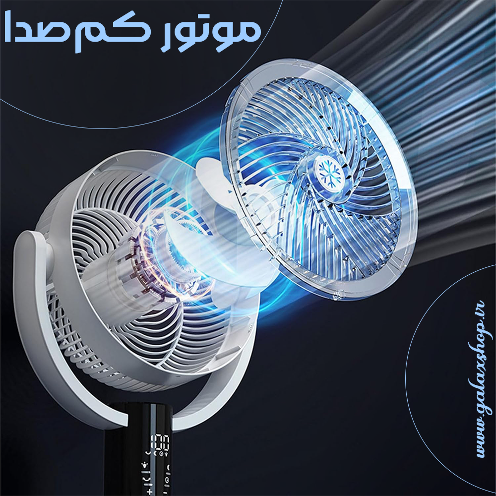 پنکه شارژی F5 | پنکه ایستاده با ۸ سرعت باد و چرخش ۳۶۰ درجه